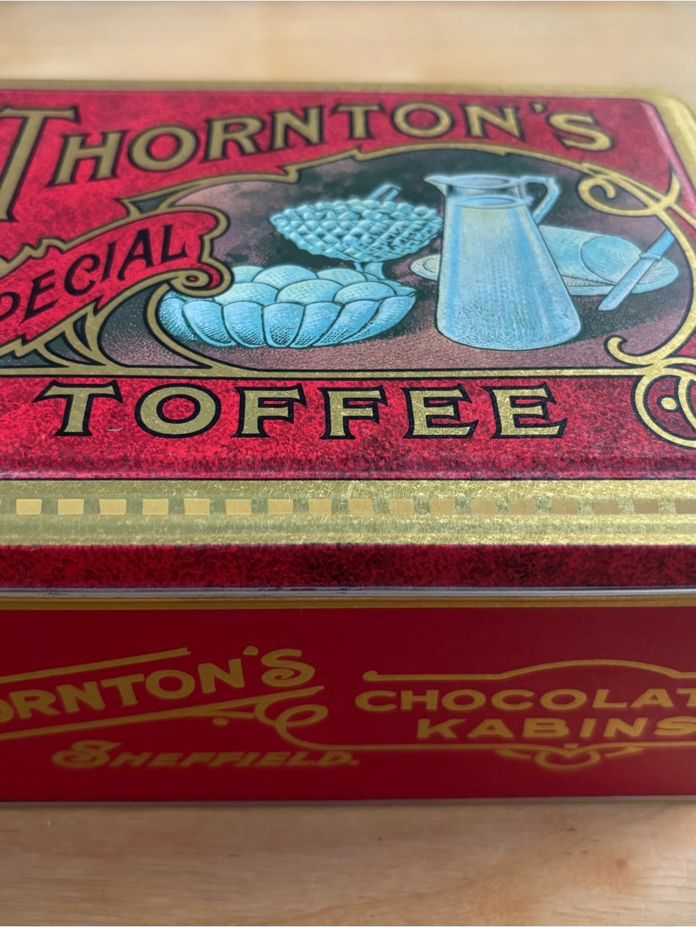 Red Vintage Thornton's Toffee Tin - Decorative Storage Box